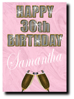 30th BIRTHDAY CARD DIAMOND STYLE PINK