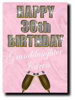 30th BIRTHDAY CARD DIAMOND STYLE PINK