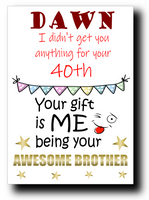 40th BIRTHDAY CARD FUNNY
